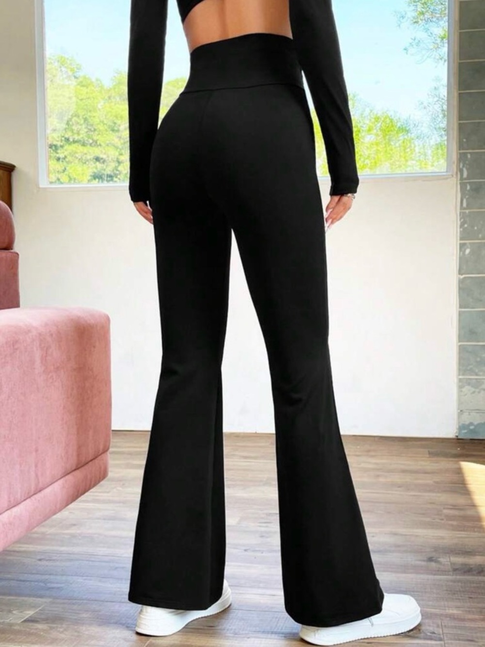 SHEIN Black High-Rise Flared Leg Pants